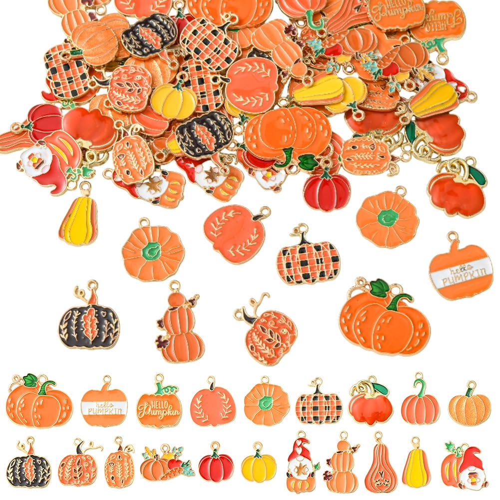 Breloques citrouilles en émail pour créer 40 paires de boucles