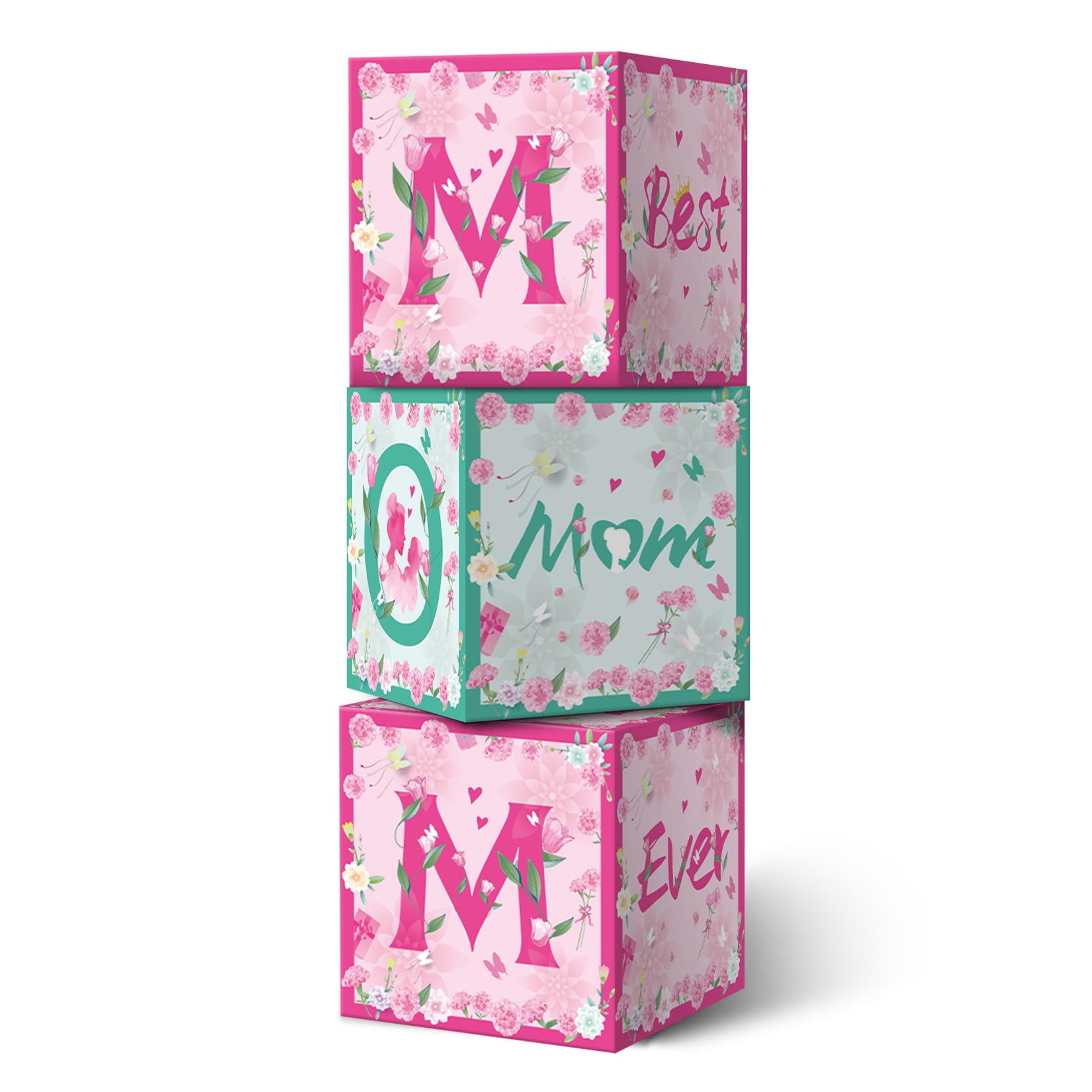 ZEYGC Happy Mother's Day Box Decorations, Mom Box Pink Green Medium Balloon Boxes Mother's Day Decor Party Supply