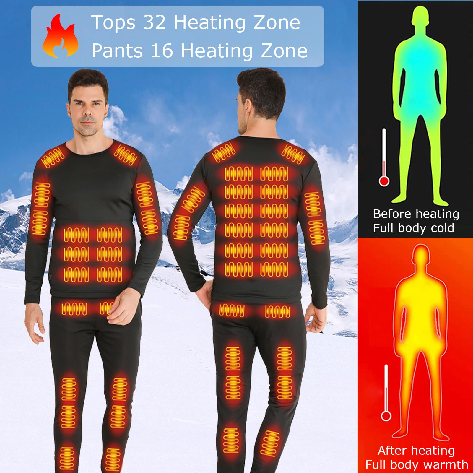 Camiseta térmica de 32 Zonas, Pantalones térmicos USB de 16 Zonas, Unisex, Ropa de Exterior con Control Remoto