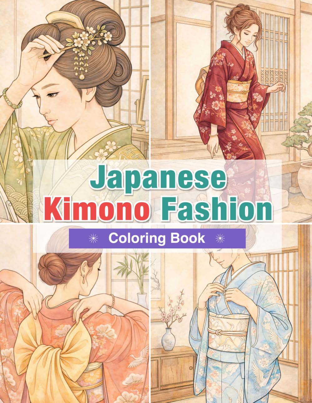 Kimono Coloring Book for Adults: Elegant Japanese Fashion and Timeless Beauty