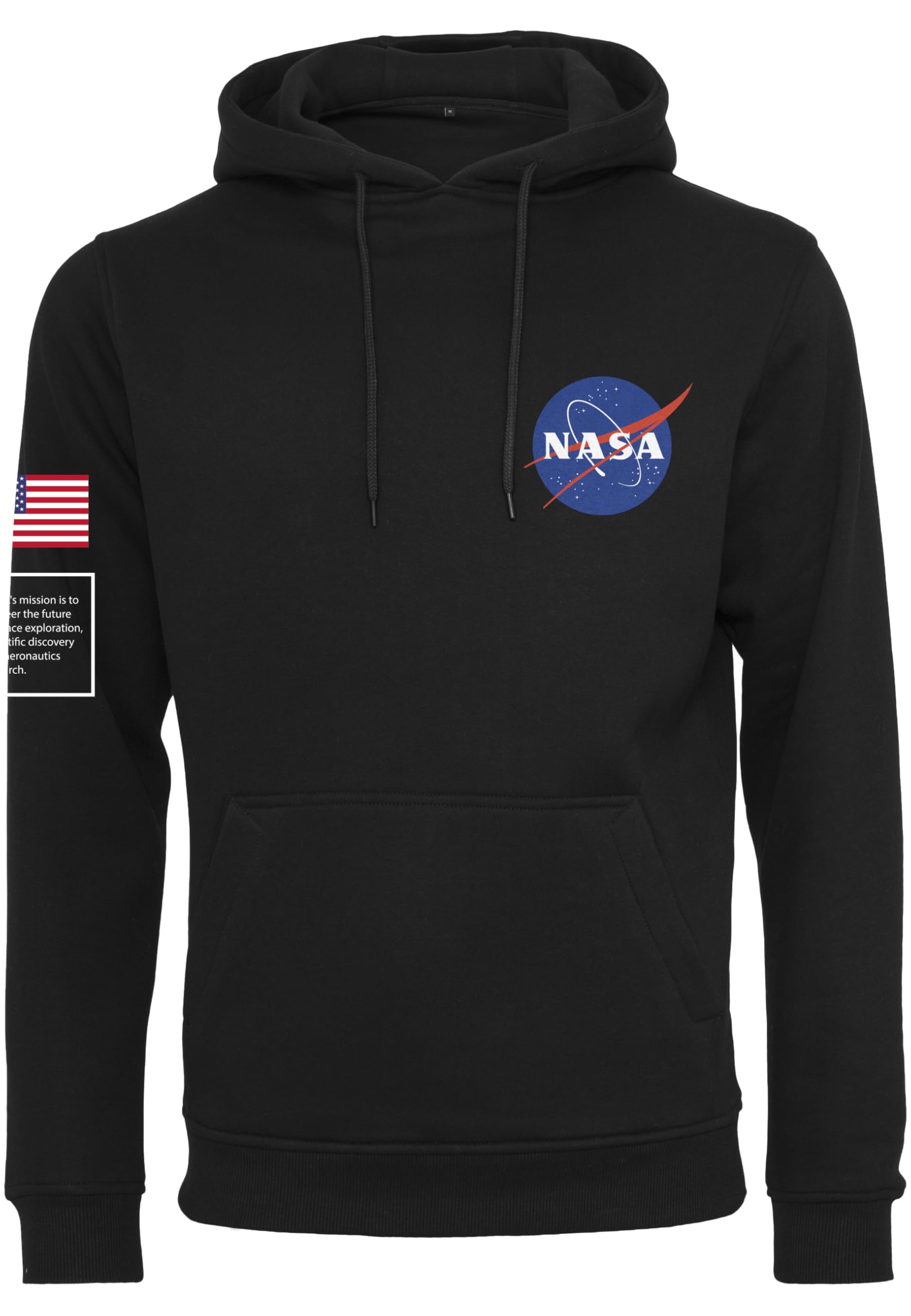 Mister Tee Herren NASA Insignia Flag Hoody Kapuzenpullover, Black, S