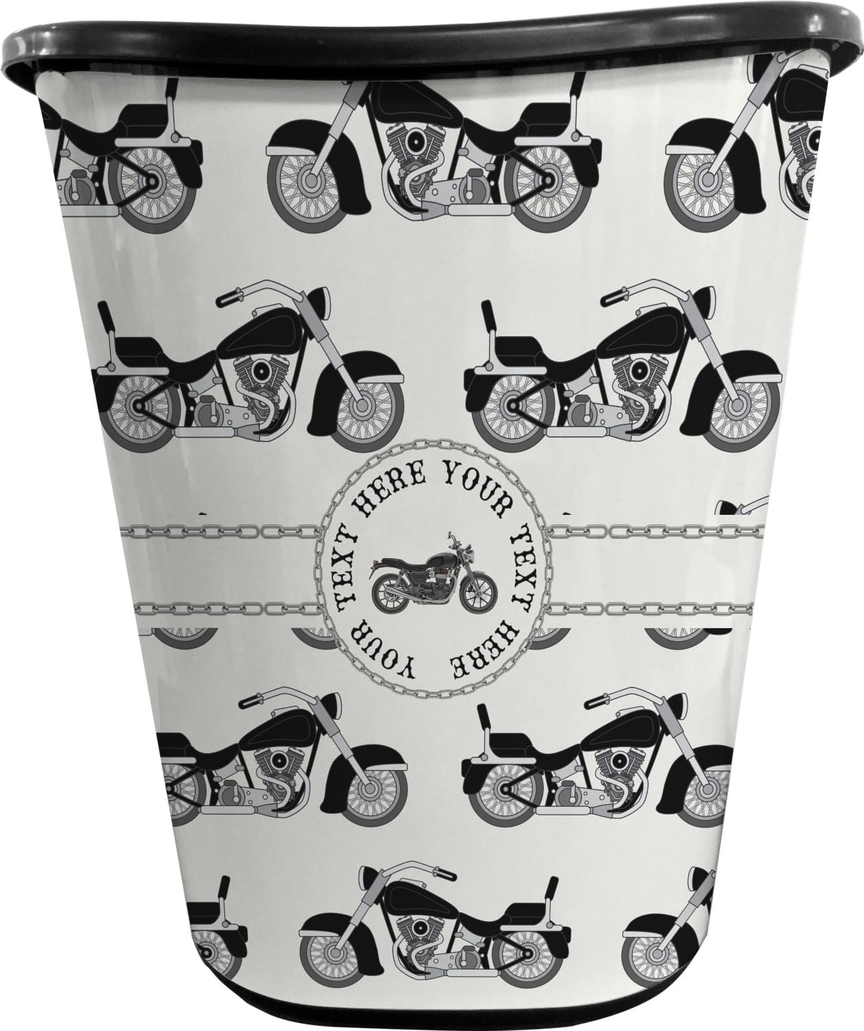 YouCustomizeIt Personalized Motorcycle Waste Basket - Single Sided (Black)