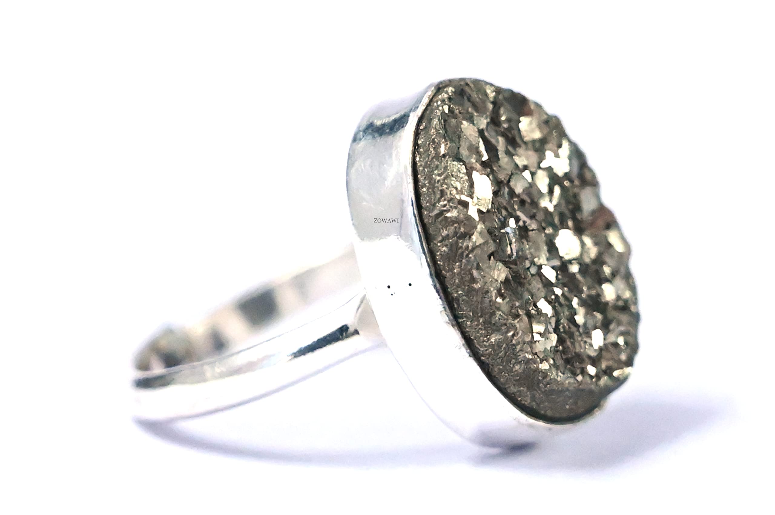 MAUTIK SADIWALA Genuine Pyrite Druzy 925 Hallmark Solid Pure Silver Adjustable Ring Unisex Ring (B0C5LWSCB1) Amazon Price History, Amazon Price Tracker
