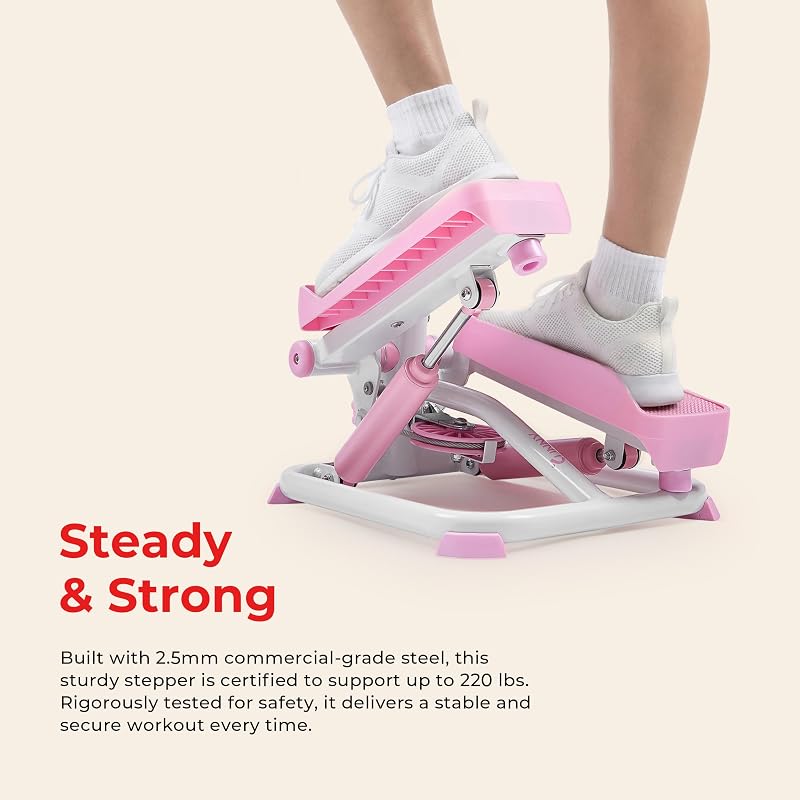 Sunny Health & Fitness Pink Mini Stepper w/Meter & Adjustable Step Height image 4