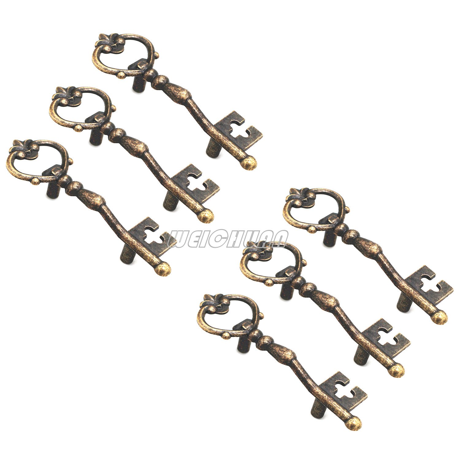 WEICHUAN Antique Zinc Alloy Bronze Knobs Pulls Handles - Antique Key Shape Decorative Kitchen Cabinet Wardrobe Cupboard Furniture Door Drawer Knobs Pulls Handles Hardware D?cor brown WEICHUAN80000520