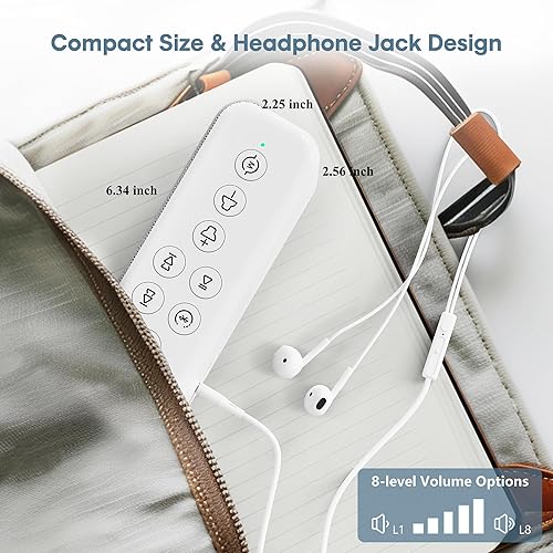 Miniatura 5 de Máquina de sonido de ruido blanco con Bluetooth, funciona con batería de 3000 mAh, larga duración de 40 horas, audio de alta fidelidad, temporizador