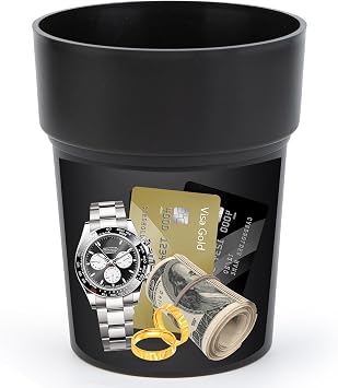 Bargifts Black Flower Pot Diversion Safe, Secret Storage Hidden Safe Box Keep Your Valuables Safe Like Money, Keys, and Jewelry- Plants Not Include