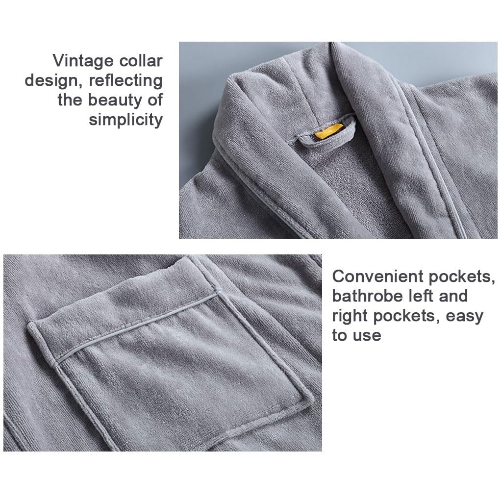 LEIYTFE Albornoz De Algodón para Hotel, Albornoz De Rizo Albornoz 100% Algodón para Hotel SPA, Albornoz Ligero para Hombre Kimono Sleepwear(Blauw,L)