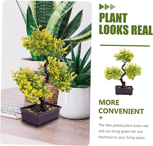 Miniatura 2 de Cabilock Planta artificial en maceta, mini árbol bonsái, maceta para exteriores, mini decoración, arreglos florales, decoración de bonsái de
