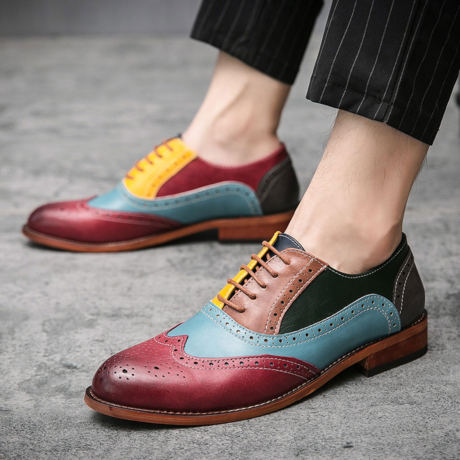 Chaussures Oxford À Bout Golf pour Hommes Brogues Formelles Mariage Affaires