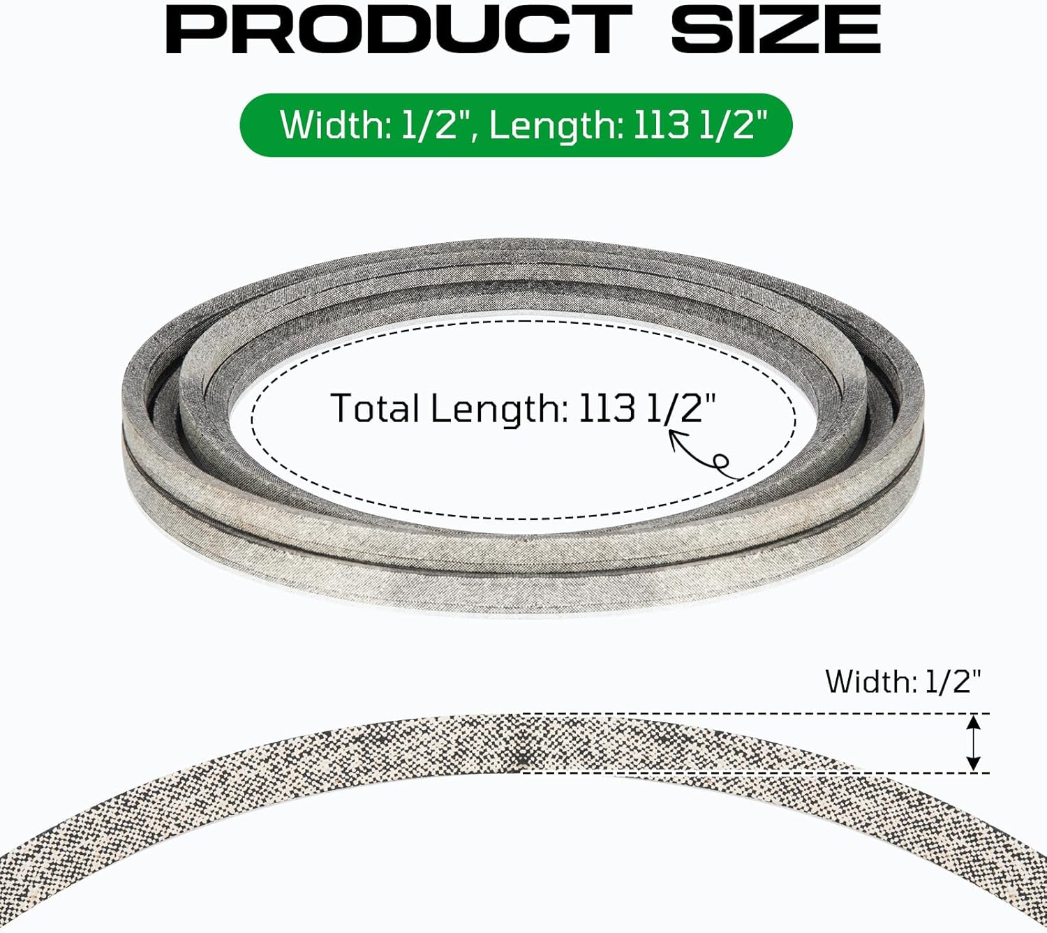 1/2"x113.5" Lawn Mower Deck Belt for Toro 119-8819 147-2924 TimeCutter SS4200 SS4225 SS4235 SS4260 MX4200 MX4260, Cub Cadet/MTD 754-04137 954-04137 954-04047 RZTS42 RZT42 Z-Force S 54, Hustler 600726