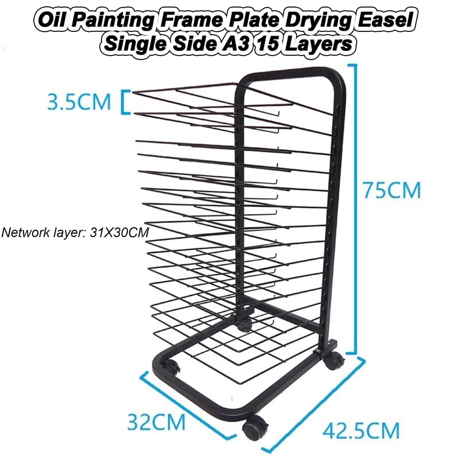 Estante de secado de arte, estante de metal resistente para manualidades con estantes flexibles, estante móvil de secado de pintura con ruedas bloqueables, ideal para escuelas y estudios de arte