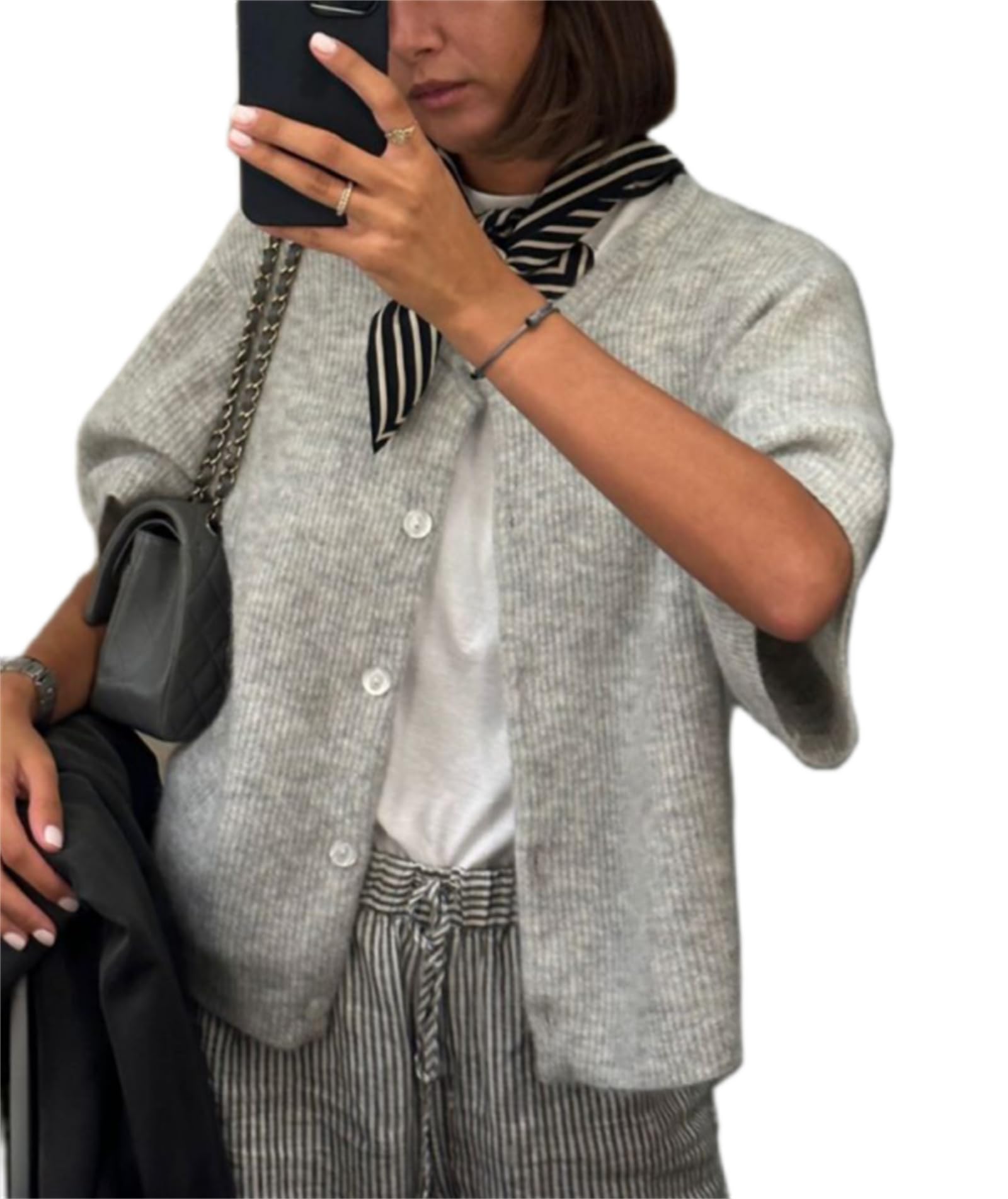 Women Knitted Crop Cardigan Shirt Short Sleeve Button Down Ribbed Knit Crop Top Y2k Girls Outwear Top Tee