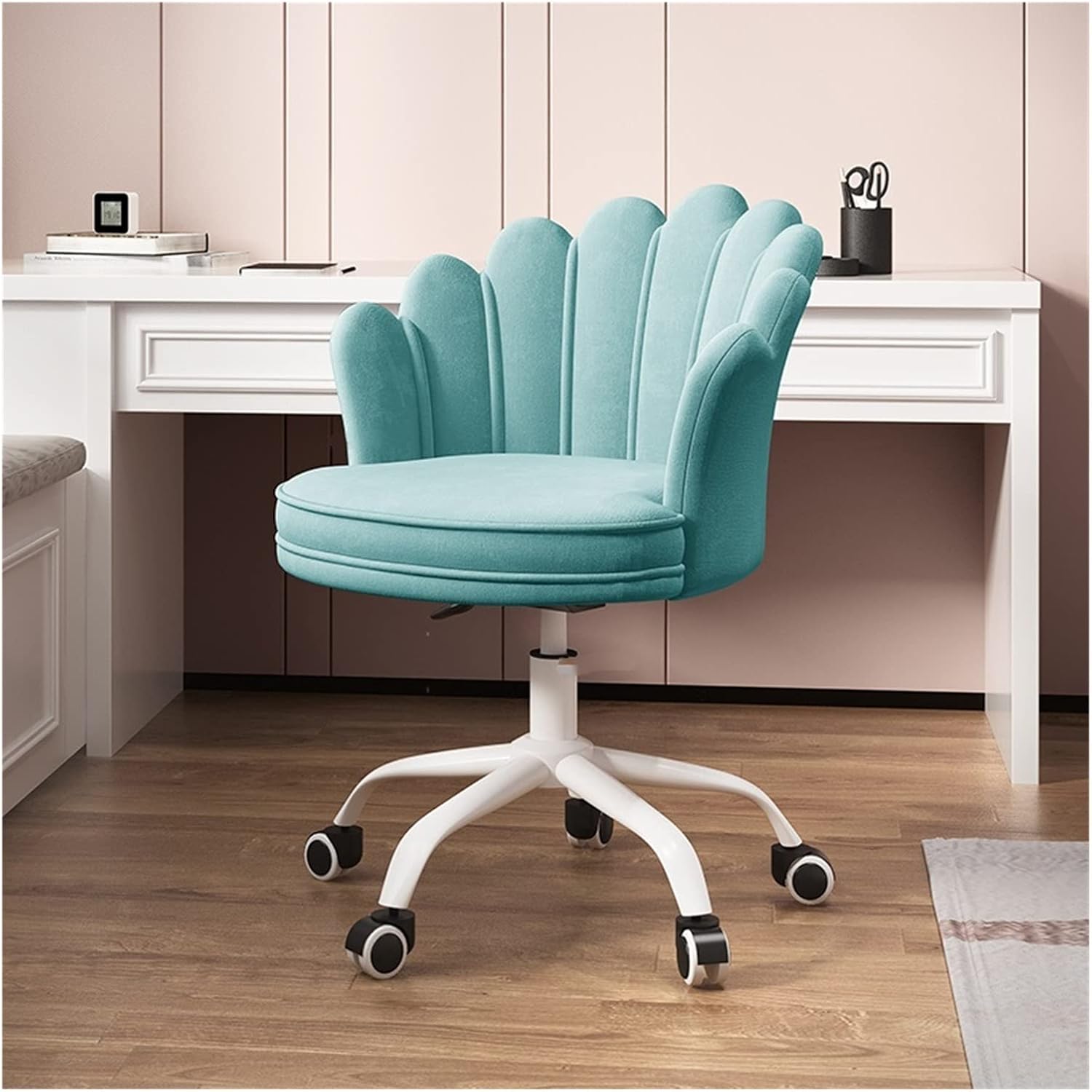 Adjustable Office Computer Chair with Armrest Office Chair Office Pink Study Home Game Chair Swivel Lift Bedroom Chair(Gray-Silver)