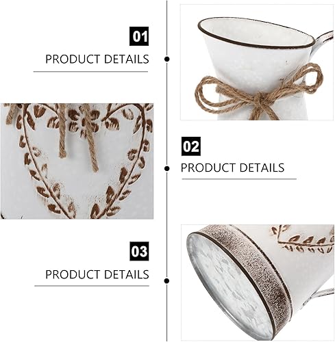 Miniatura 7 de VOSAREA Florero blanco de hierro, adecuado para uso en interiores y exteriores