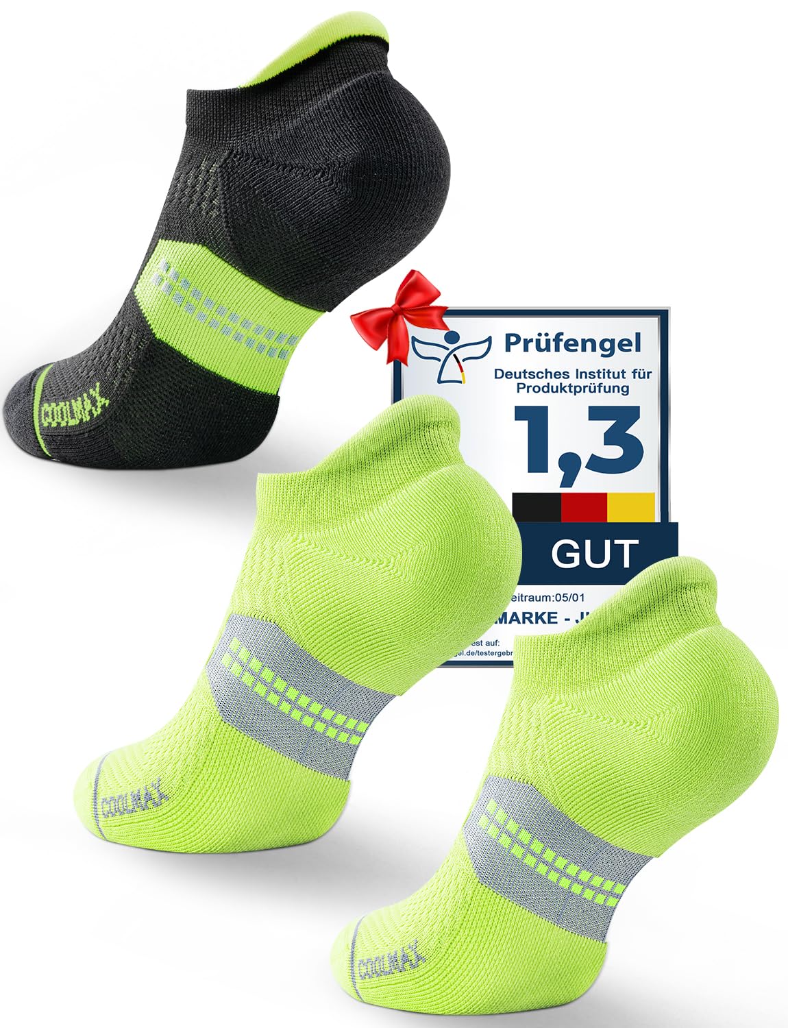 Juclise Bambus Laufsocken Kompressions Herren,Kurz Atmungsaktiv,Wandersocken Coolmax,Golf Sportsocken Sneaker Running