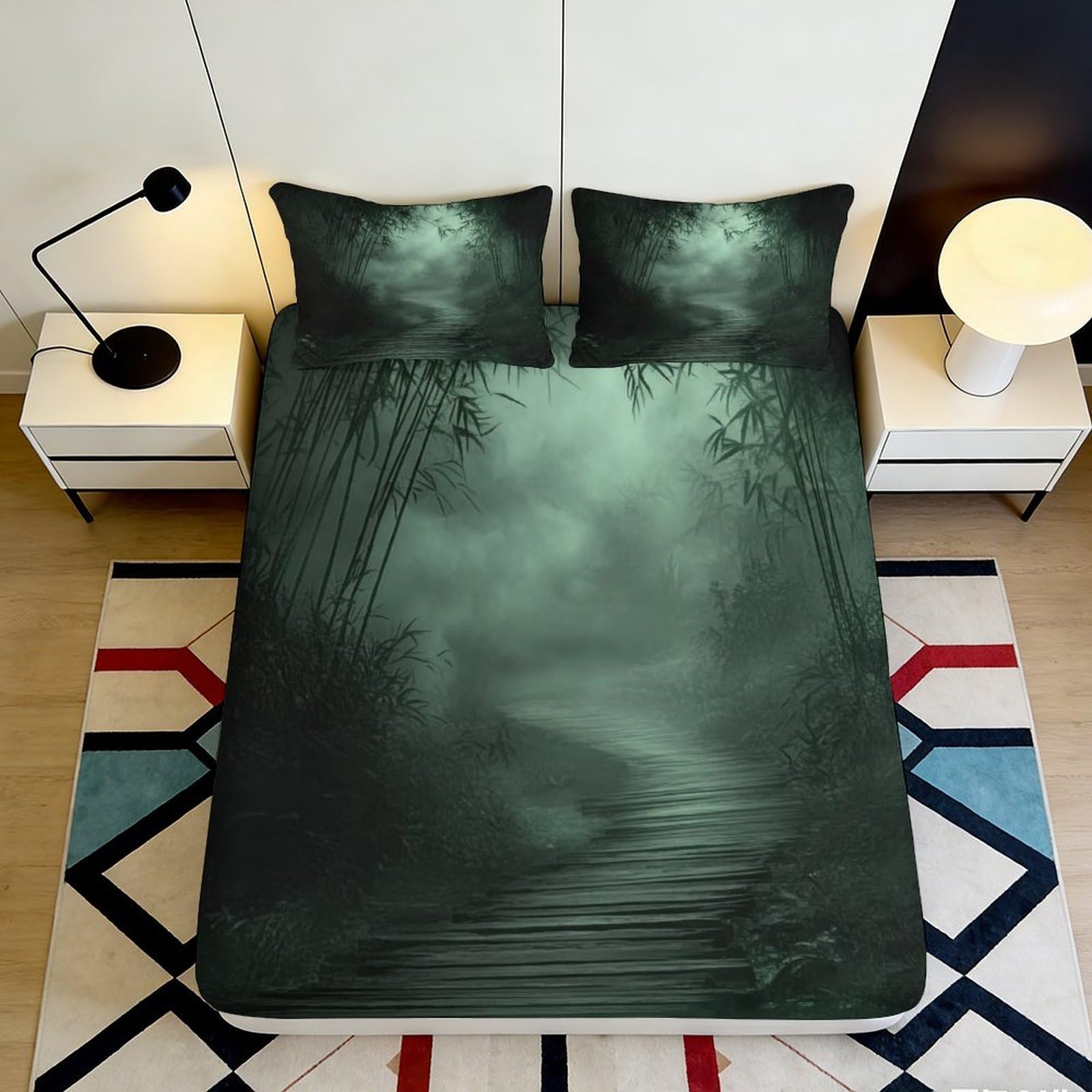 3D Printed Highland Cow Floral Fitted Sheet Microfiber Deep Pocket Bedroom Bedding Elastic Hem Cow Mattress Fitted Cover Washable 180x200x25cm