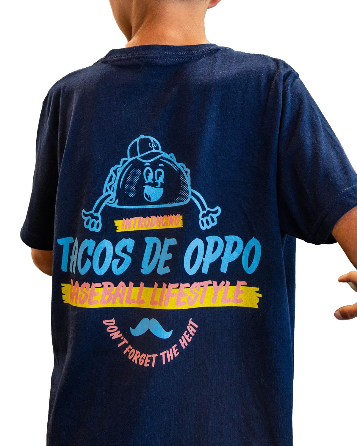 BL101 Youth Taco Baseball Graphic Tee for Boys - Navy, YXL