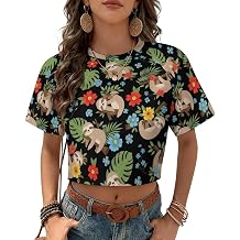Womens Crew Neck Fashion Crop Tops, Outdoor Workout Travel Short Sleeve Breathable T Shirts