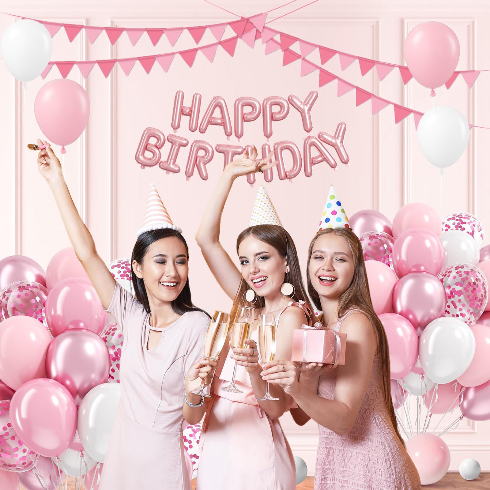 Light Pink & White Balloons - Party Decorations -5