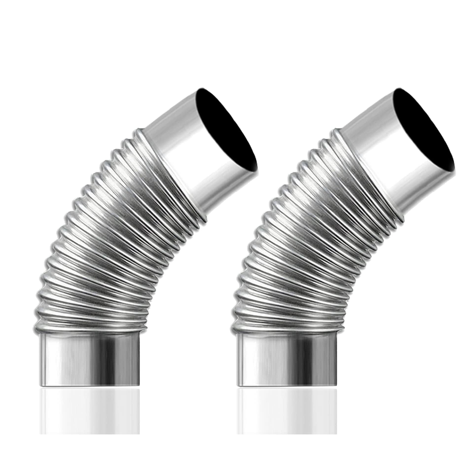 Codo para tubo de estufa, Codo de chimenea acero inoxidable 45 grados, 2 unidades, for estufa leña camping al aire libre, diámetro,36"