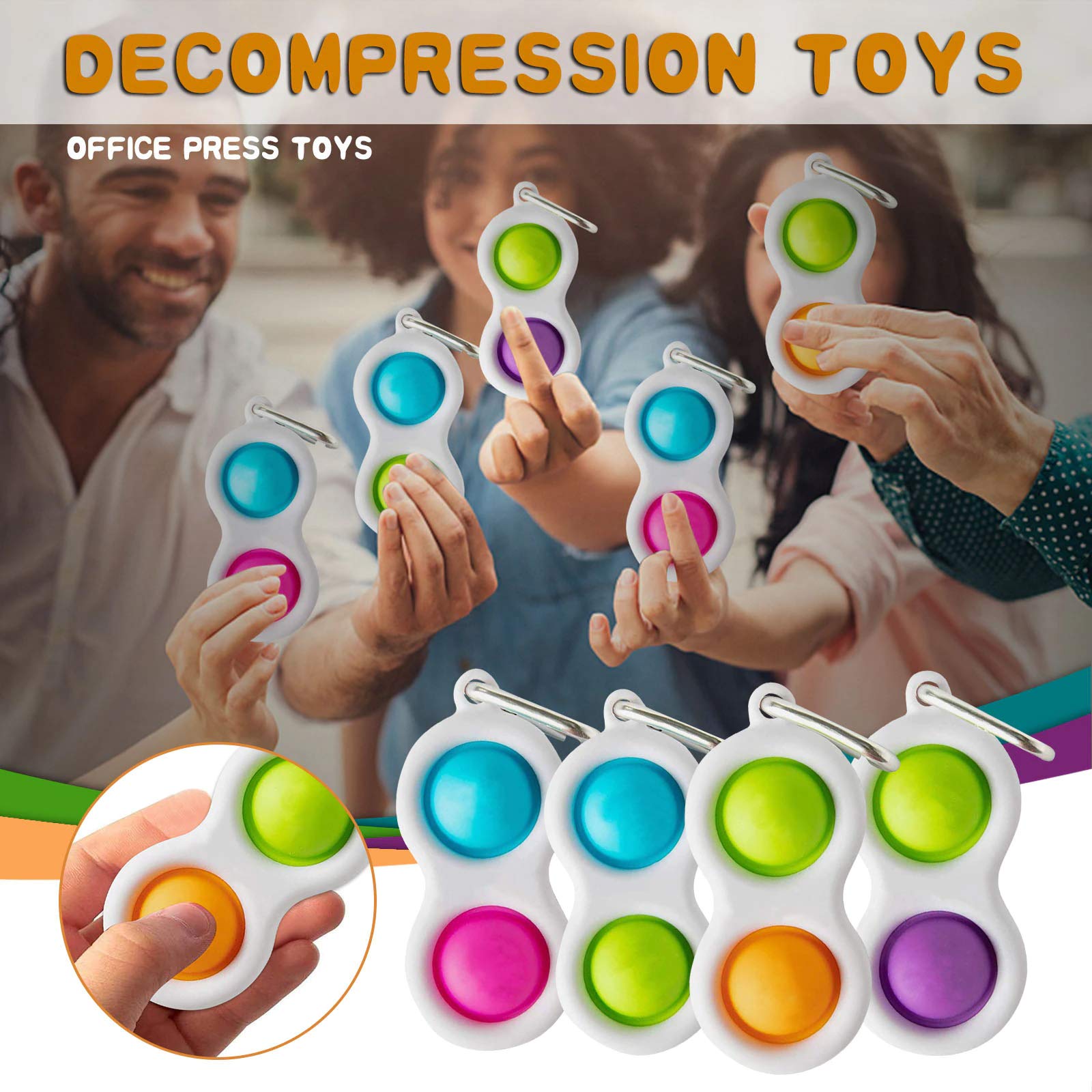 Gabbar? Fidget Simple Dimple Toy Stress Reliever Decompression Keychain Pressure Reliever Toy with Zipper Pouch | Available in Assorted Color, Pack of 2 3