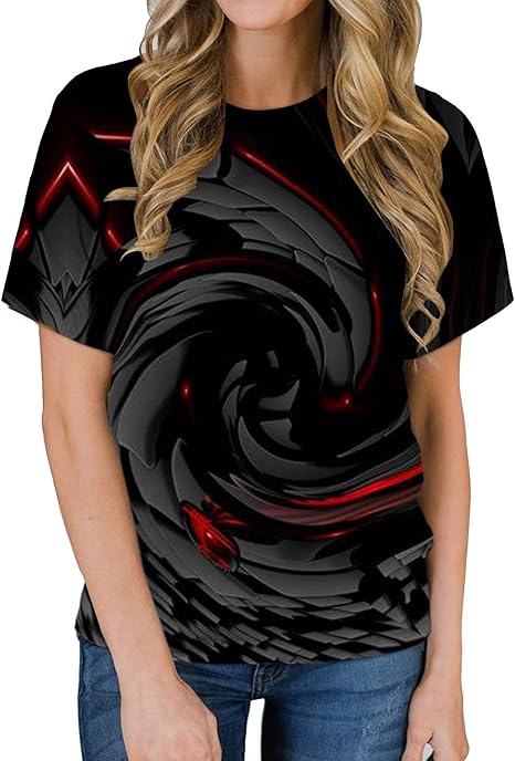 Neemanndy 3D Graphic Colorful Camisetas De Manga Corta Cuello Redondo Impresión Tee Para Hombres Mujeres Y Jóvenes - Multi Color - Small