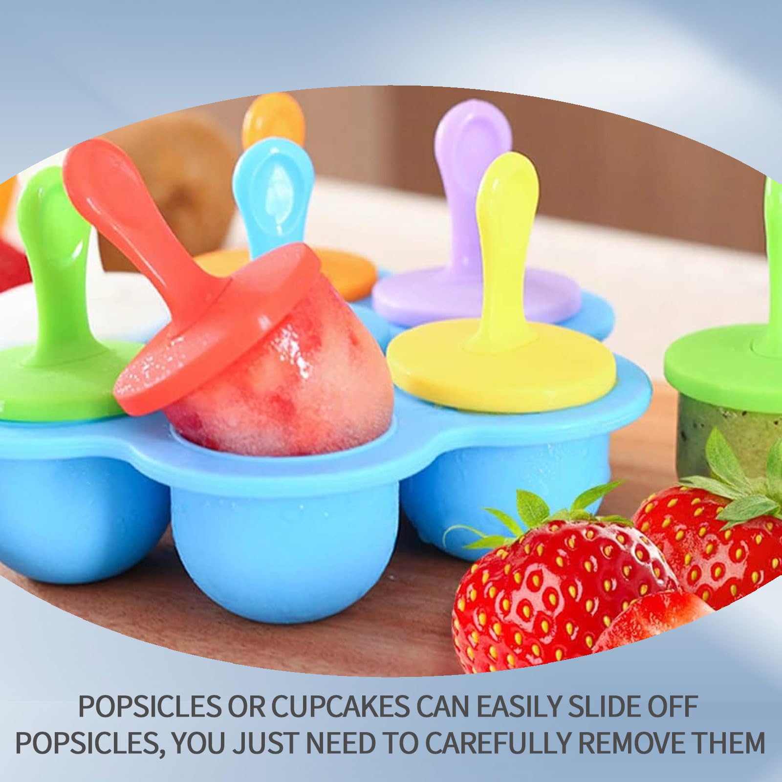2 Pezzi Stampi Per Ghiaccioli, Stampi Ghiaccioli in Silicone, 7 Scomparti Formine per Ghiaccioli con Bastoncini di Plastica, senza BPA, per Ghiaccioli, Mousse, Mini Torta, Dessert Fai da Te