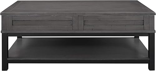 Miniatura 6 de Voohek Mesa auxiliar con parte superior extraíble única, con almacenamiento integrado y estante inferior abierto, bordes alisados, para sala de