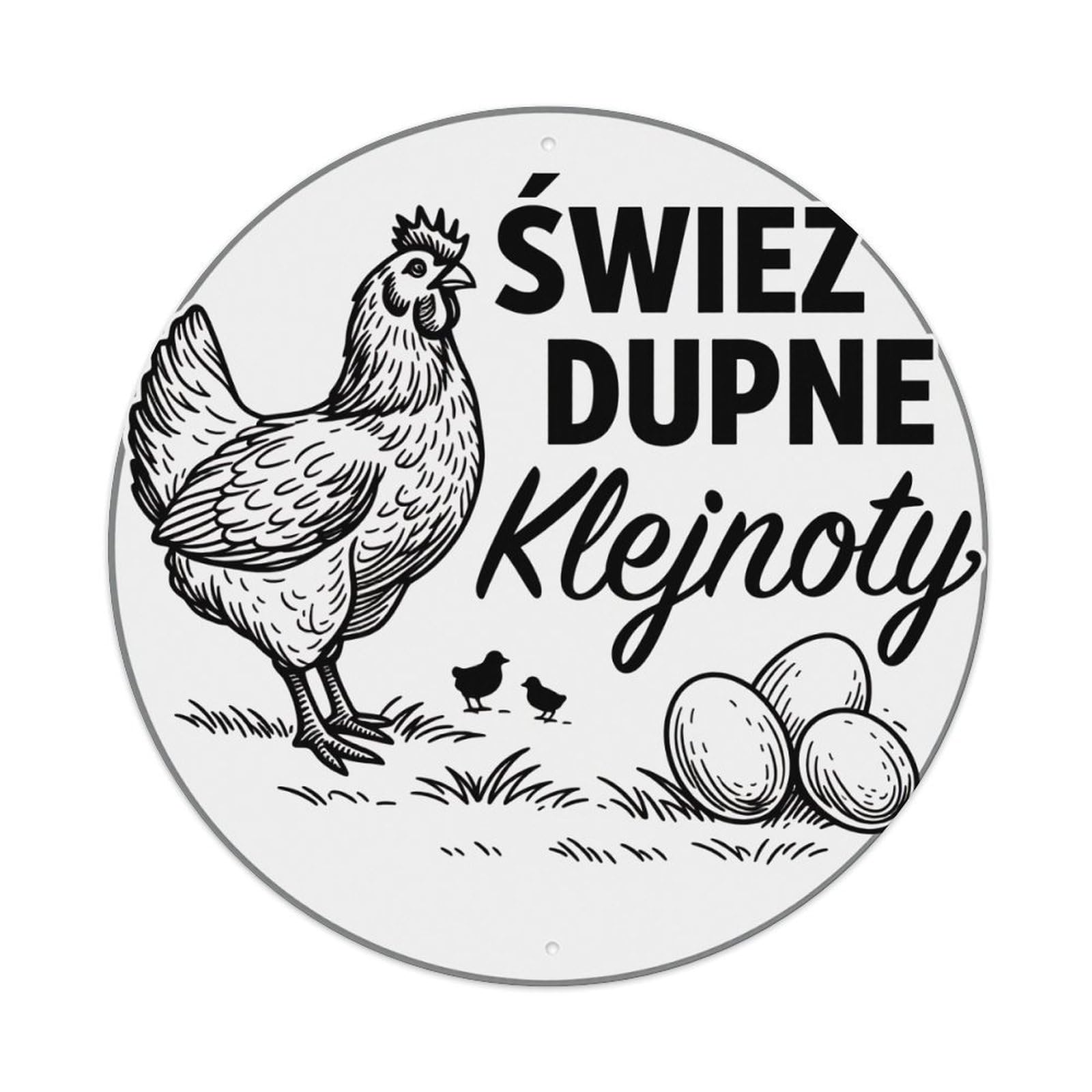 Chicken Eggs Chicks Grass Text Round Tin Sign Vintage Style Metal Sign Home Bar Garden Wall Plaque Decor Metal Poster 8x8 Inch