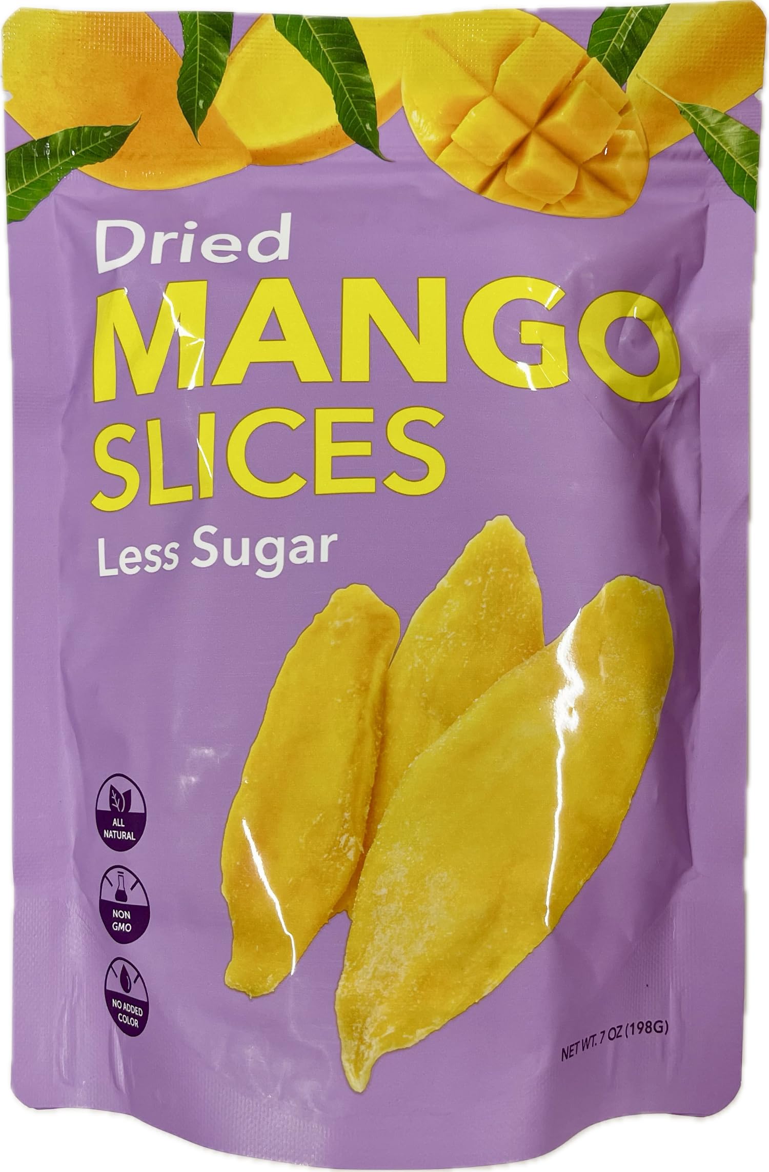 Premium All Natural Real Wild Tropical Mango Dried Fruit Slices 7oz Less Sugar Non GMO, No Added Colors Healthy Snacks Resealable Bag (1-Pack)