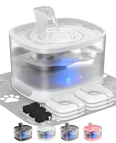 Veken Cat Water Fountain with Detachable Tank, 6 Filters &