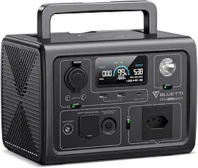 BLUETTI EB3A Gerador de Energia Solar, Bateria LiFePO4 de 268Wh com 1 Tomada CA de 220V / 600W (Pico de 1200W), Recarregue de 0 a 80% em 30 Min, Estação de Energia Portátil para Camping, Viagem