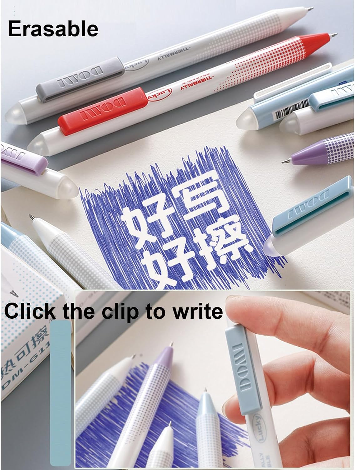 MOZXIRZ 6 Pcs Erasable Gel Ink Pens Erasable Retractable Pens 0.5mm Black Blue Red Ink Smooth Writing Pen Office School Supplies Aesthetic Pen for Women Men Girls Boys (Mix Ink Colors) image 4
