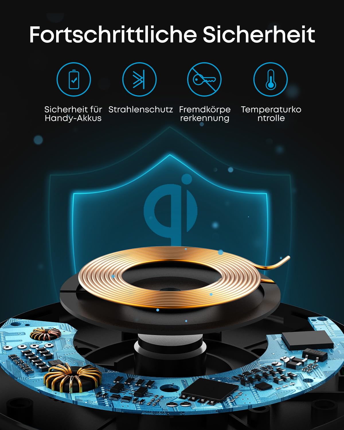 Anker Kabelloses Ladepad Pad, Qi-Zertifiziert 10W Max für Samsung, Kompatibel mit iPhone 17/16/15/14/13 Serie, AirPods (Ohne Netzteil, Nicht kompatibel mit MagSafe Magnetischer Ladefunktion)