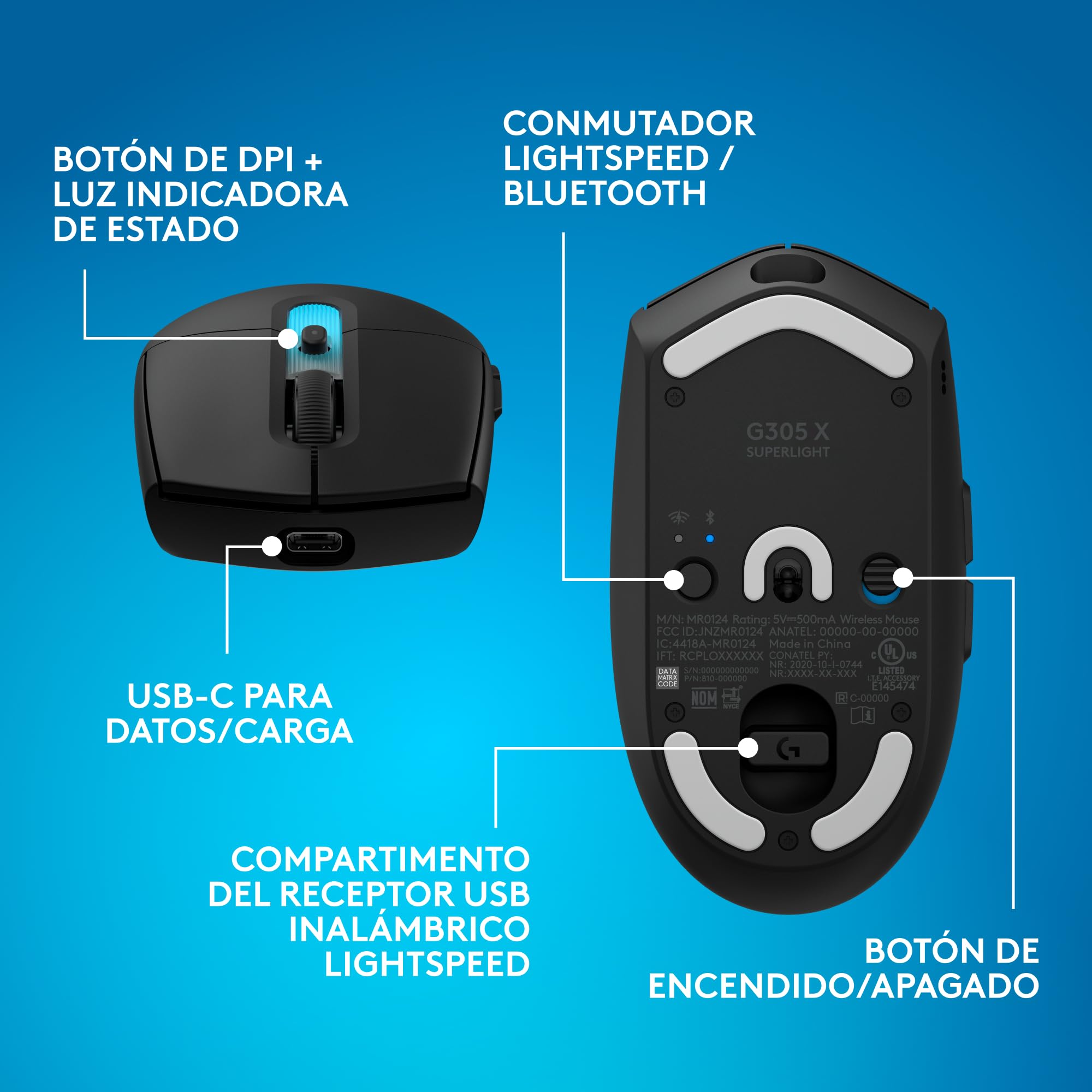Logitech G G316 X 98 Teclado Gaming (ES) + G305 X Superlight Ratón - Negro