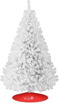 Christmas Tree 7FT/8FT Artificial Tree, Foldable Metal Stand for Holiday Christmas Decoration (White, 8FT)