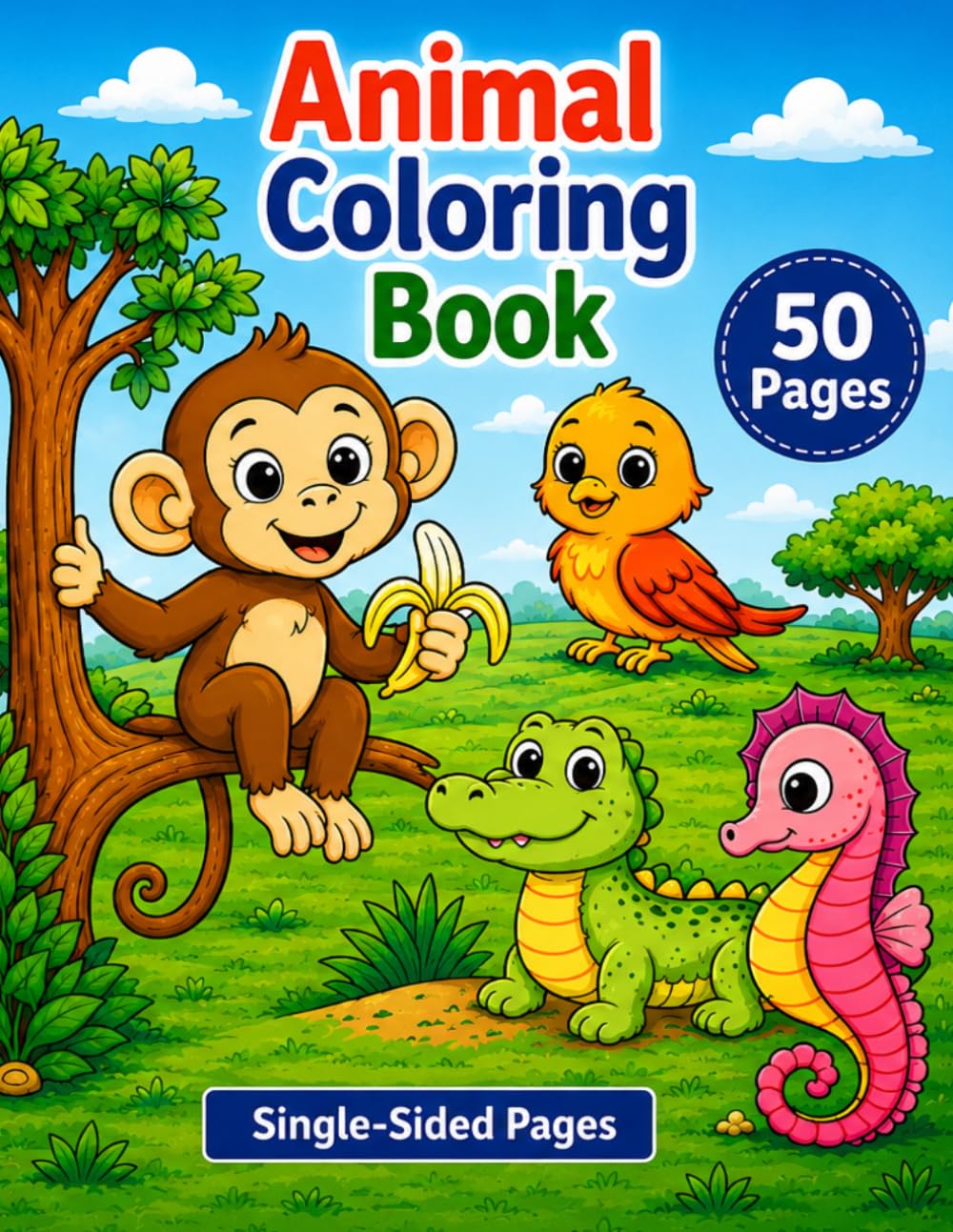 Animal Coloring Book: 50 Fun Animal Coloring Pages for Kids