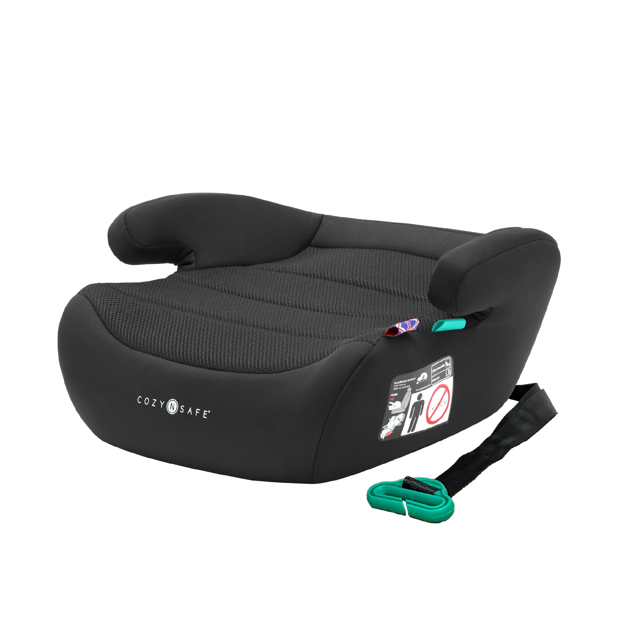 Cozy N Safe Neo+ i-Size Booster Car Seat 125-150cm, Backless Booster Seat with Belt Guide, Lightweight Portable Child Car Seat, Deep Padded Seat, Kids Car Seat 6-12 Years, R129 (Onyx)