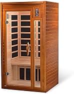 Dynamic Saunas Barcelona 1- to 2-Person Low EMF FAR Infrared Sauna with Red Light Therapy & Bluetooth Speakers | Personal Indoor Dry Heat Sauna for Home & Gym – Made from Canadian Hemlock