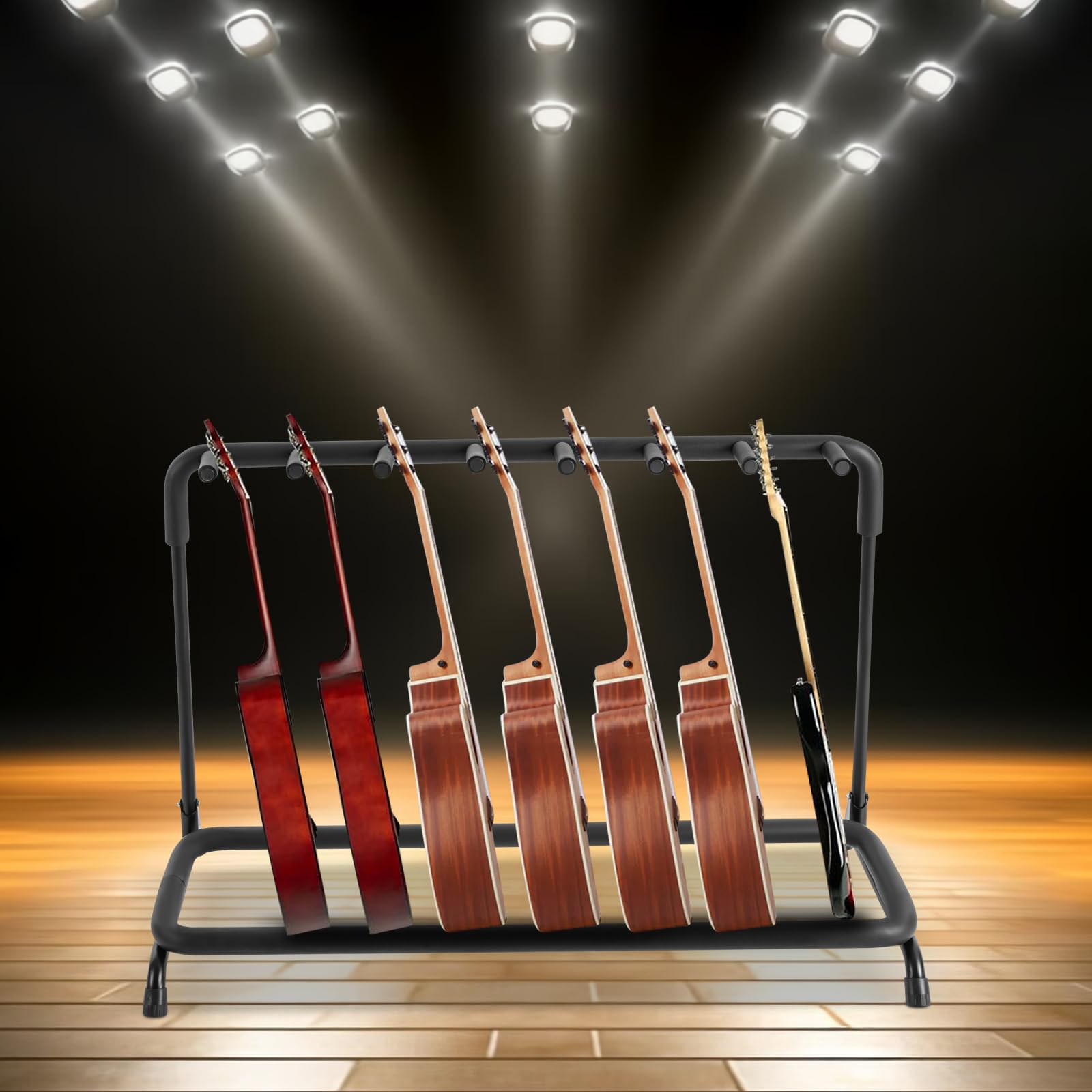 Supporto pieghevole per chitarra portatile multiplo supporto per chitarra in metallo, supporto per 7 chitarre elettriche, supporto per chitarra acustica, supporto imbottito per la casa, lo