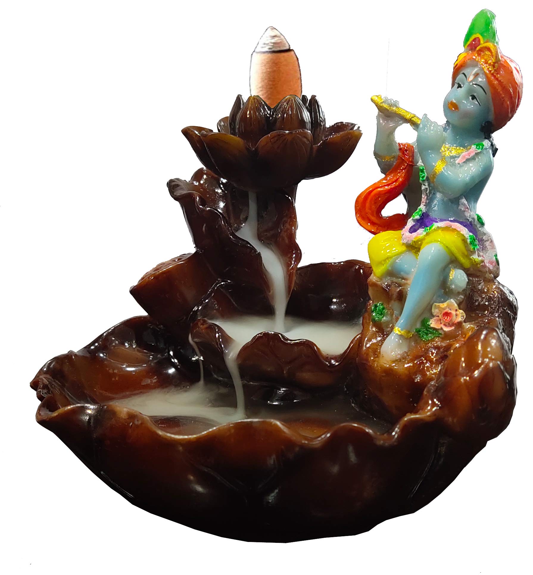 ITBeater Polyresin Lord Krishna Incense Holder Fountain Statue, Standard, Multi, 20 Piece