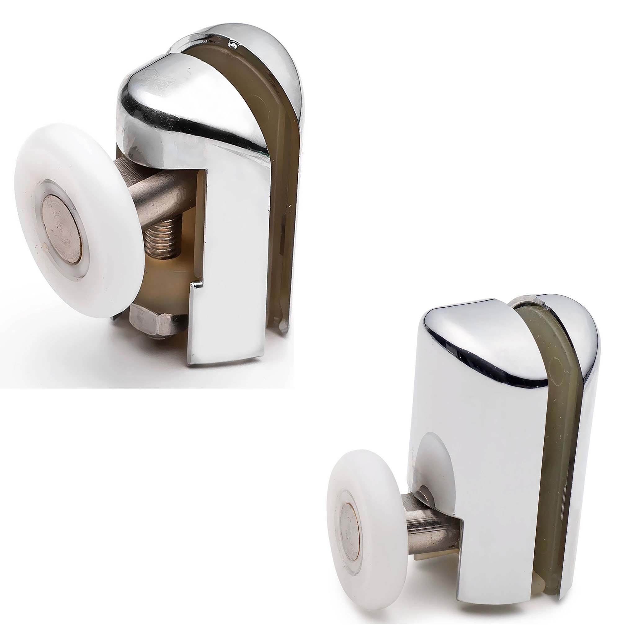 Shower Part Chrome Showerpart Single Top And Bottom Shower Door Roller/Wheel/Runner L069, Shower Door Wheel Diameter 23Mm, Wheel Thickness 6Mm, D Plastic Cover, Shower Door Replacement Parts, 8X