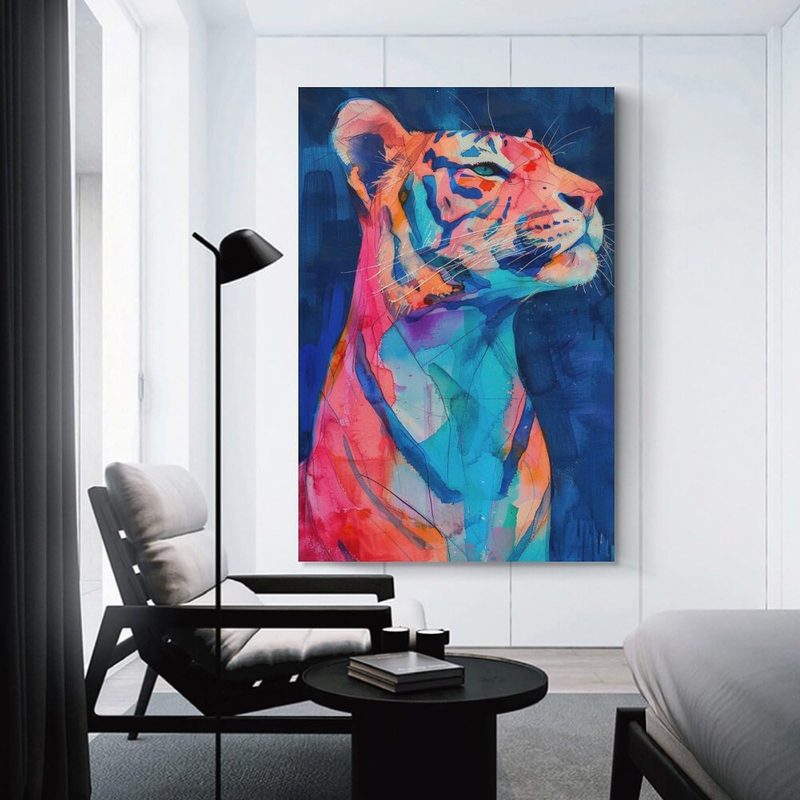 Junmoney Unframe-Style-19-1 Wall Picture Print Colorful Tiger Portrait Painting, 08X12inch(20X30cm), For Living Room, Lounge Or Sitting Room, Modern Wall Decor For Cosy Interiors