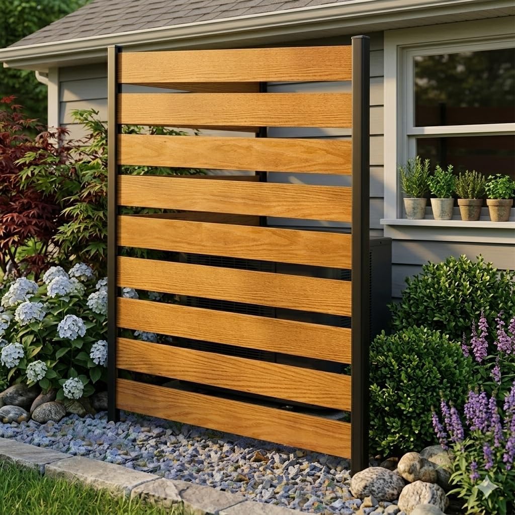 NAIZEA 60" H x 38" W Air Conditioner Fence Outdoor Privacy Fence Screen, Pool Equipment Enclosure, Trash Can Enclosure, Wood Screen Panels for Backyard Outside