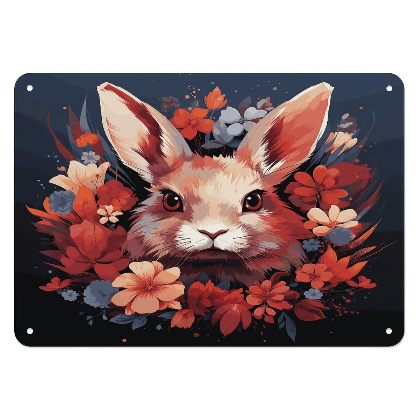 Fodpand Style Easter Bunny Retro Vintage Metal Tin Sign,Wall Art Decor Garden Plaque Poster For Bedrooms Yard Bars Pubs Patios Porches 7.9X5.5 Inch