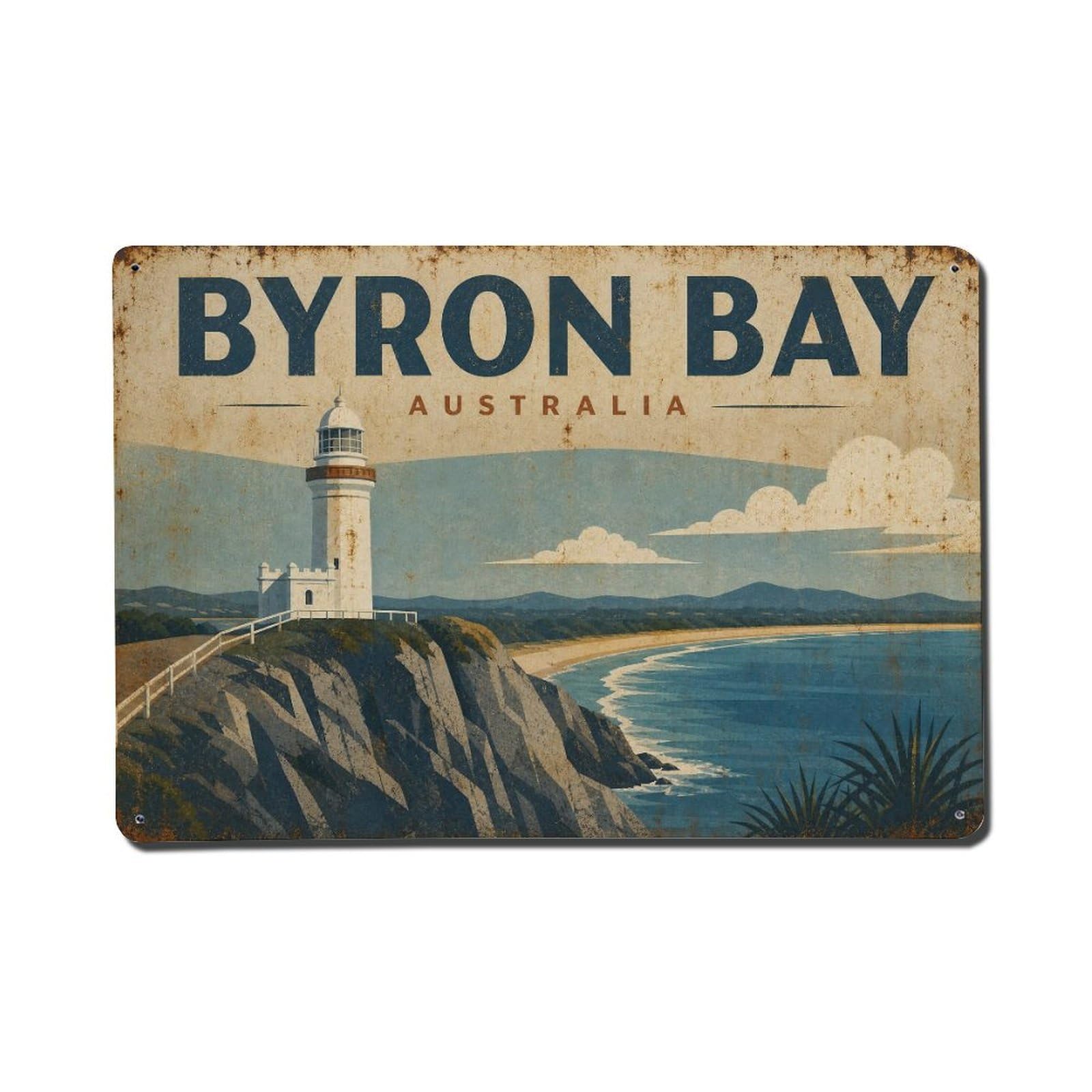 Metal Tin Sign Vintage Travel Australia Byron Bay