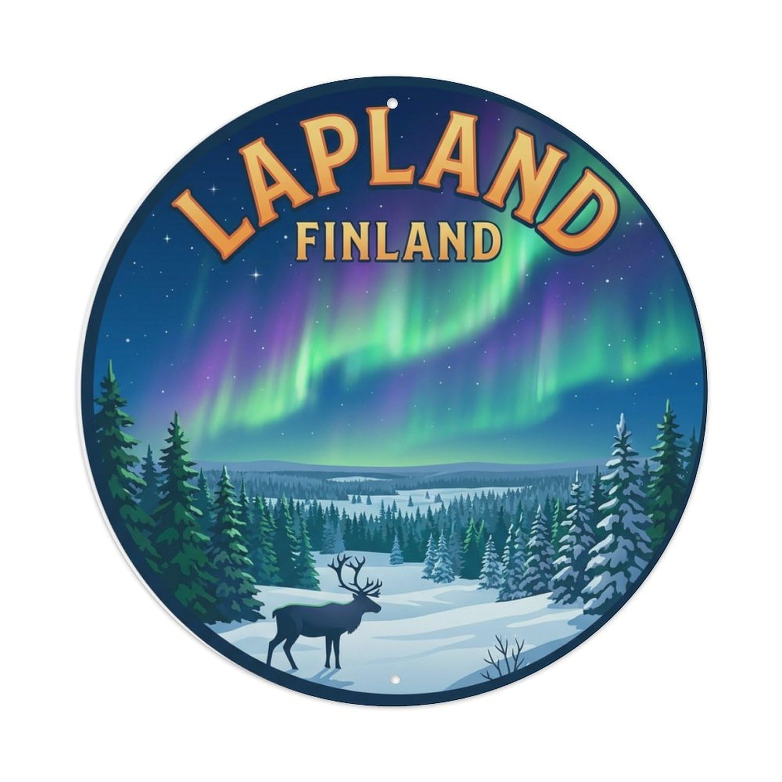 Galvaxio Style Finland Retro Travel Lapland Metal Tin Sign