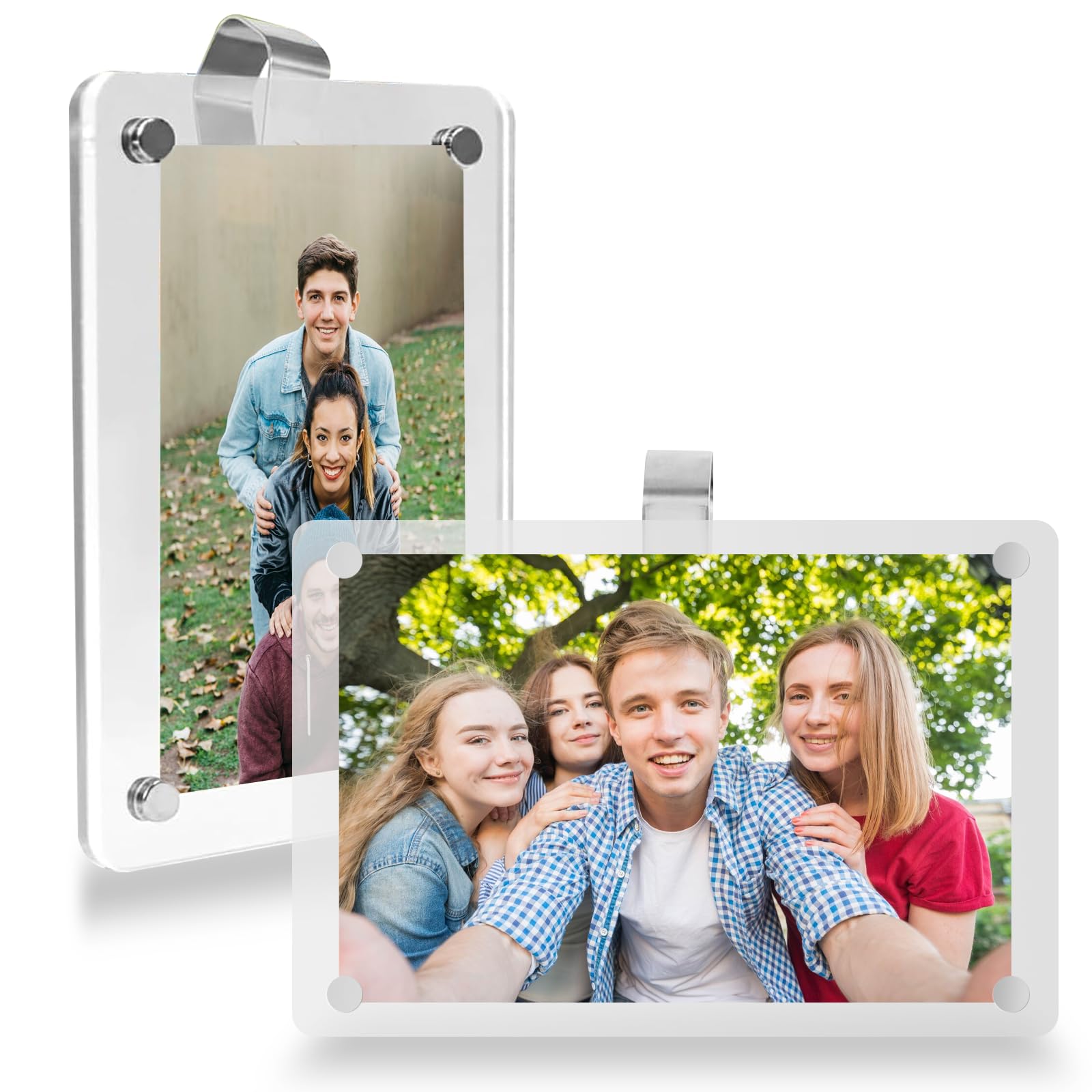 Wanheart 2 Pack Acrylic Magnetic Photo Holder for Car Sun Visor Display - Personalized Photo Car Visor Clip for Memory Pictures, Sentimental Gifts,