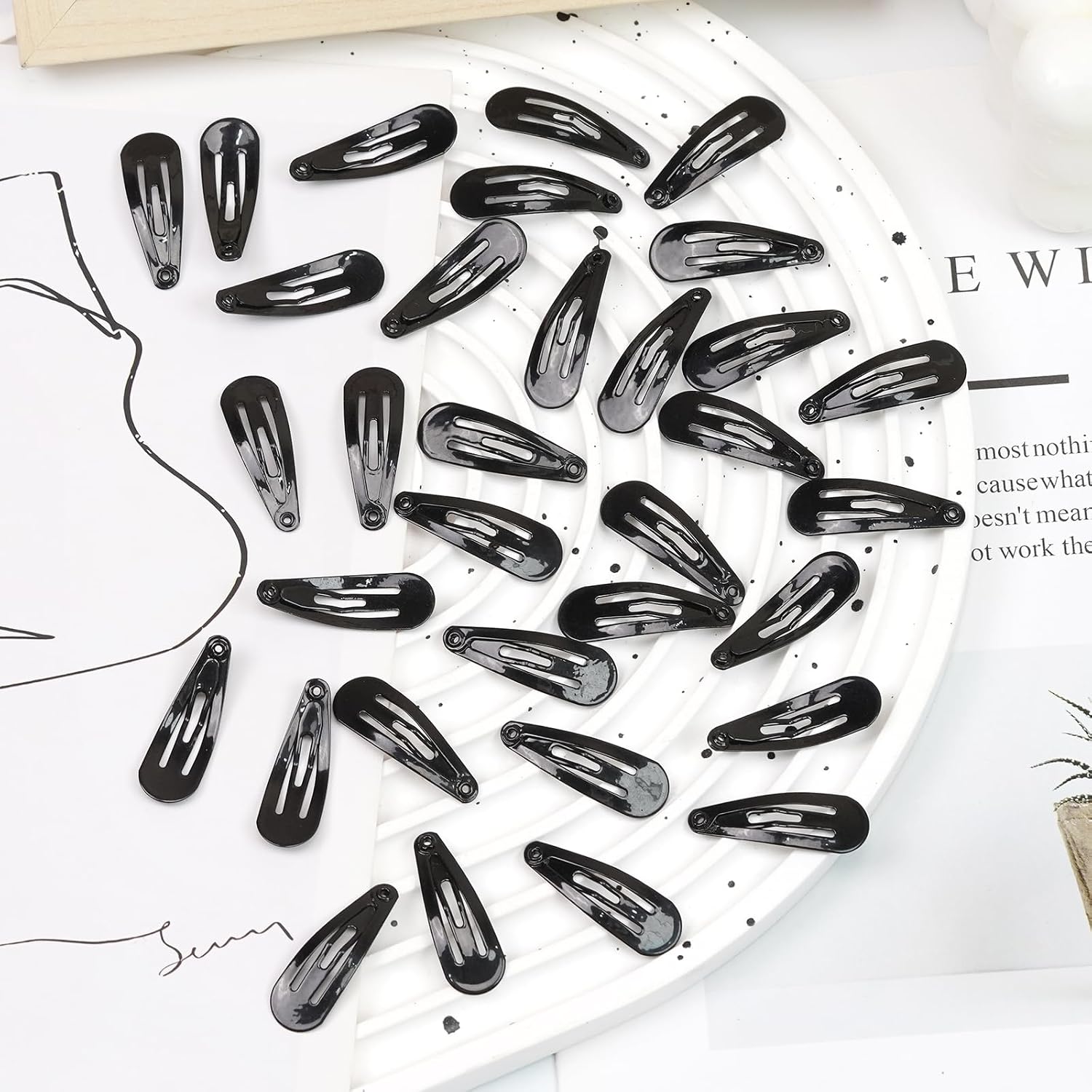 1Inch Black Snap Hair Clips, 60Pcs Small Clips for Little Girls, Baby Infant 3cm Candy Color Hair Clips Barrettes for Toddlers Hair Accessories